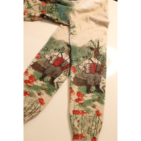 Womens Crewneck Cream Cozy Sweater Whimsical Folk Woodland Deer Cottagecore M - Picture 6 of 13